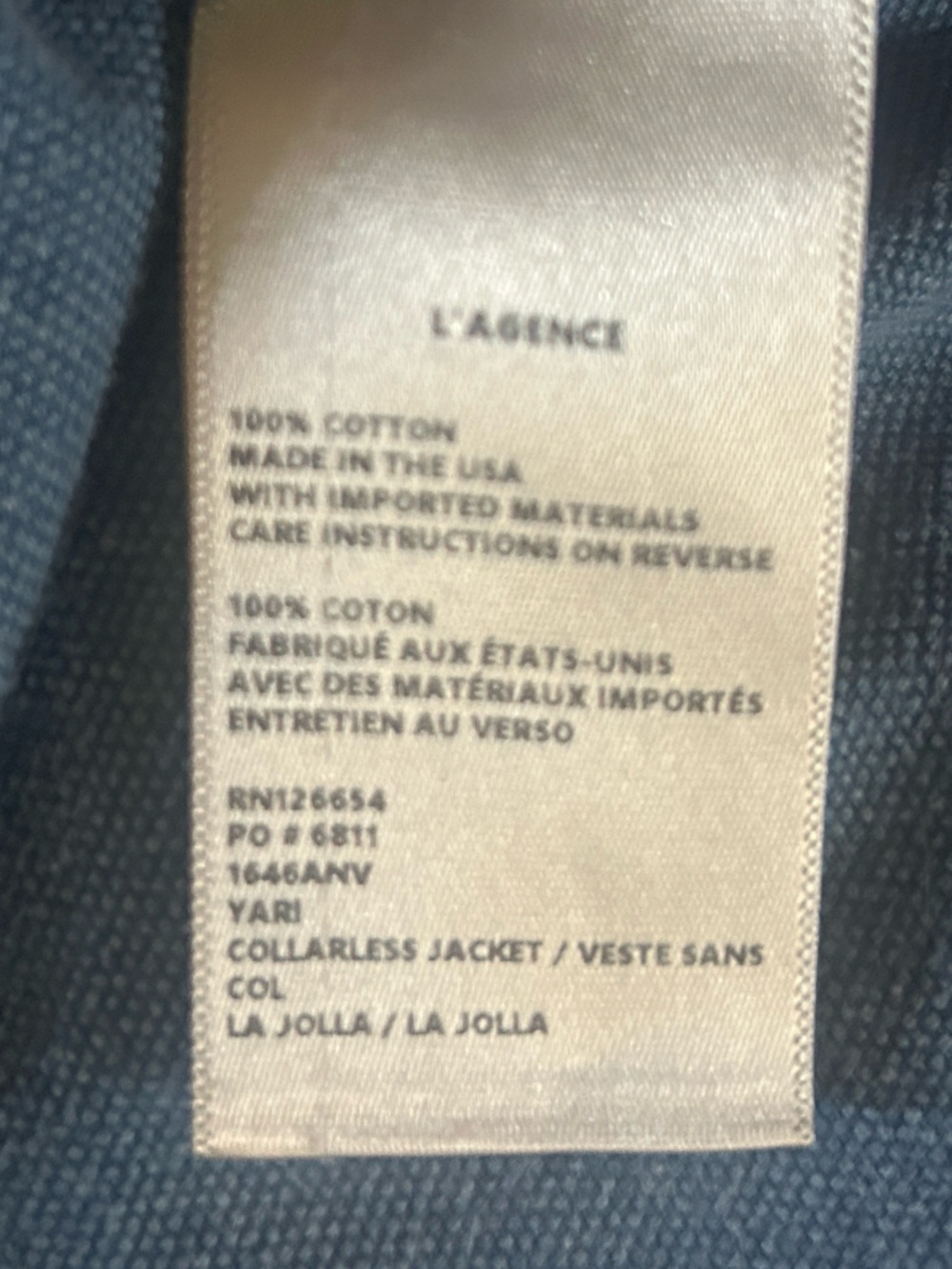 L'AGENCE Blue Jean Jacket with Gold Buttons size large womens - Picture 16 of 16